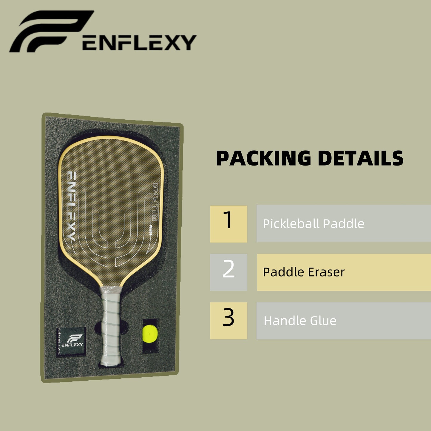 ENFLEXY Full foam pickleball paddle with golden titanium surface