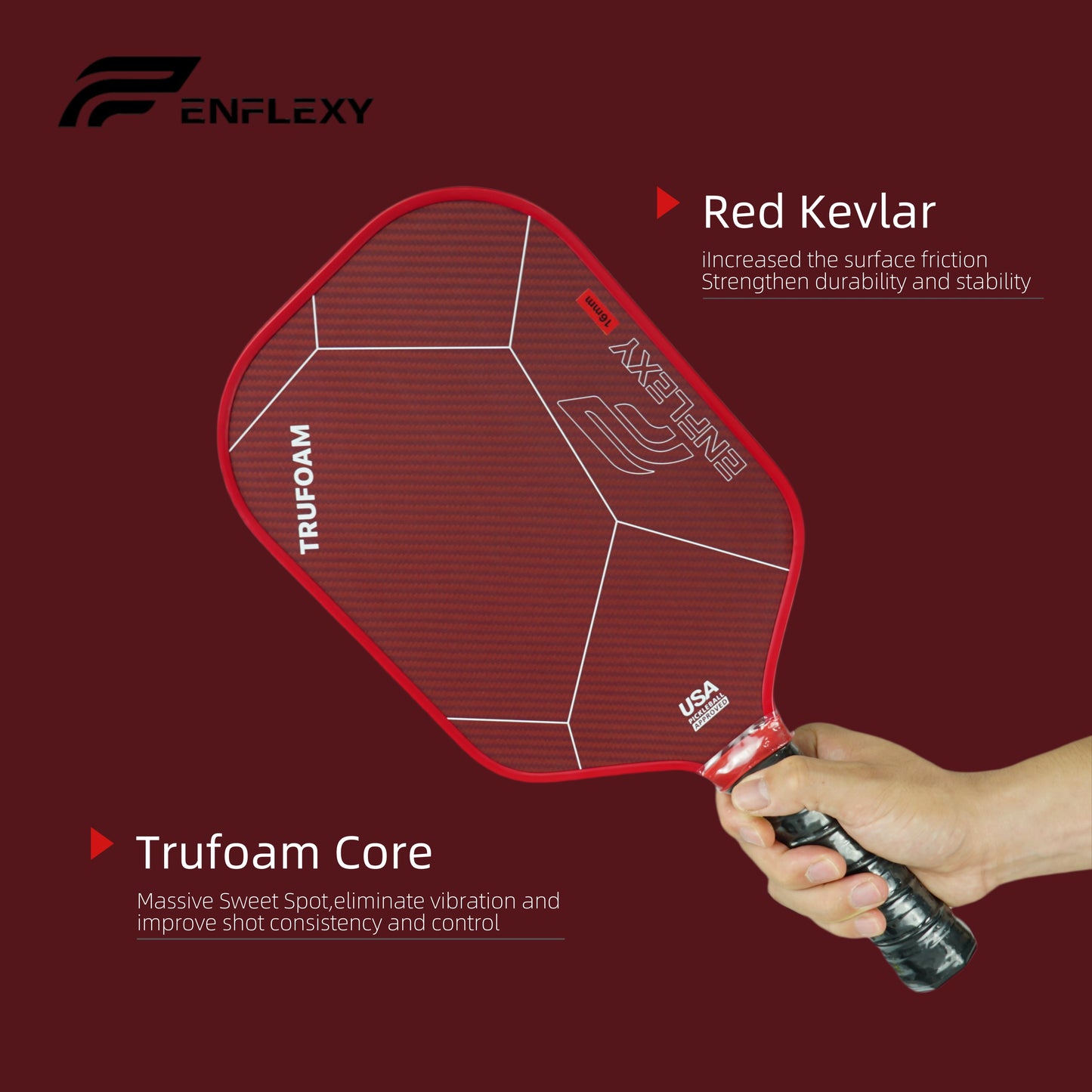 Enflexy Kevlar pickleball paddle with Trufoam core
