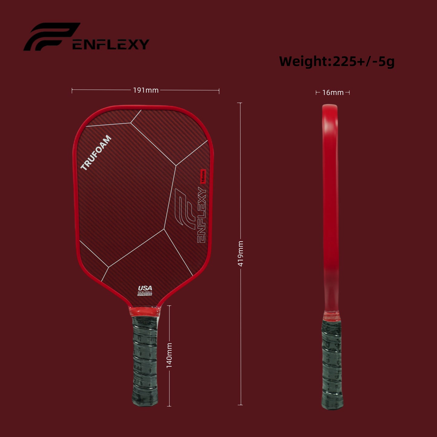 Enflexy Kevlar pickleball paddle with Trufoam core