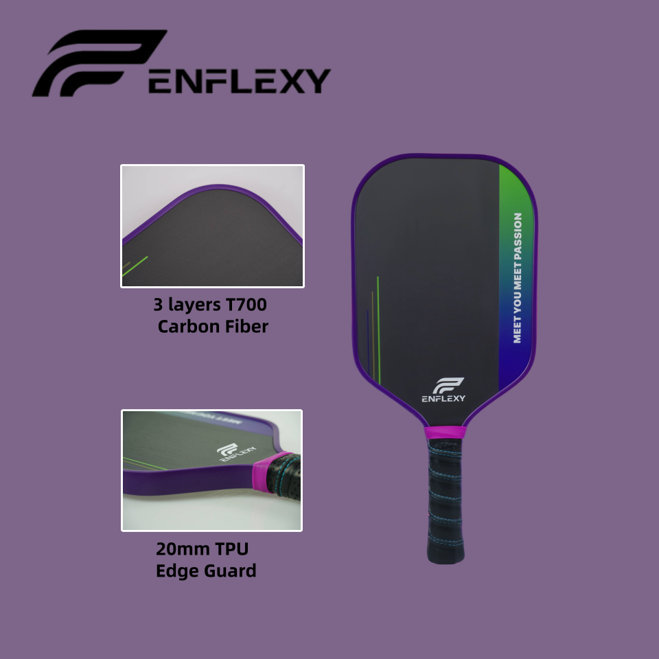 ENFLEXY Honeycomb and EVA foam core & 4 layers Toray T700 Carbon fiber pickleball paddle