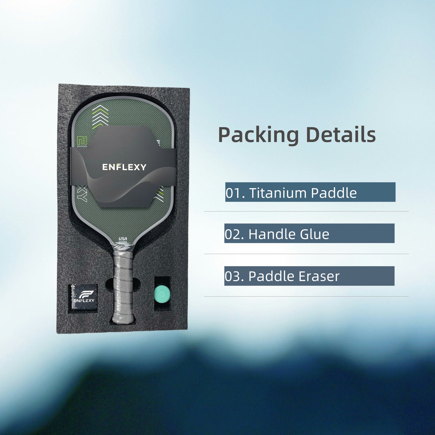 ENFLEXY Truefoam core and Green Titanium surface pickleball paddle