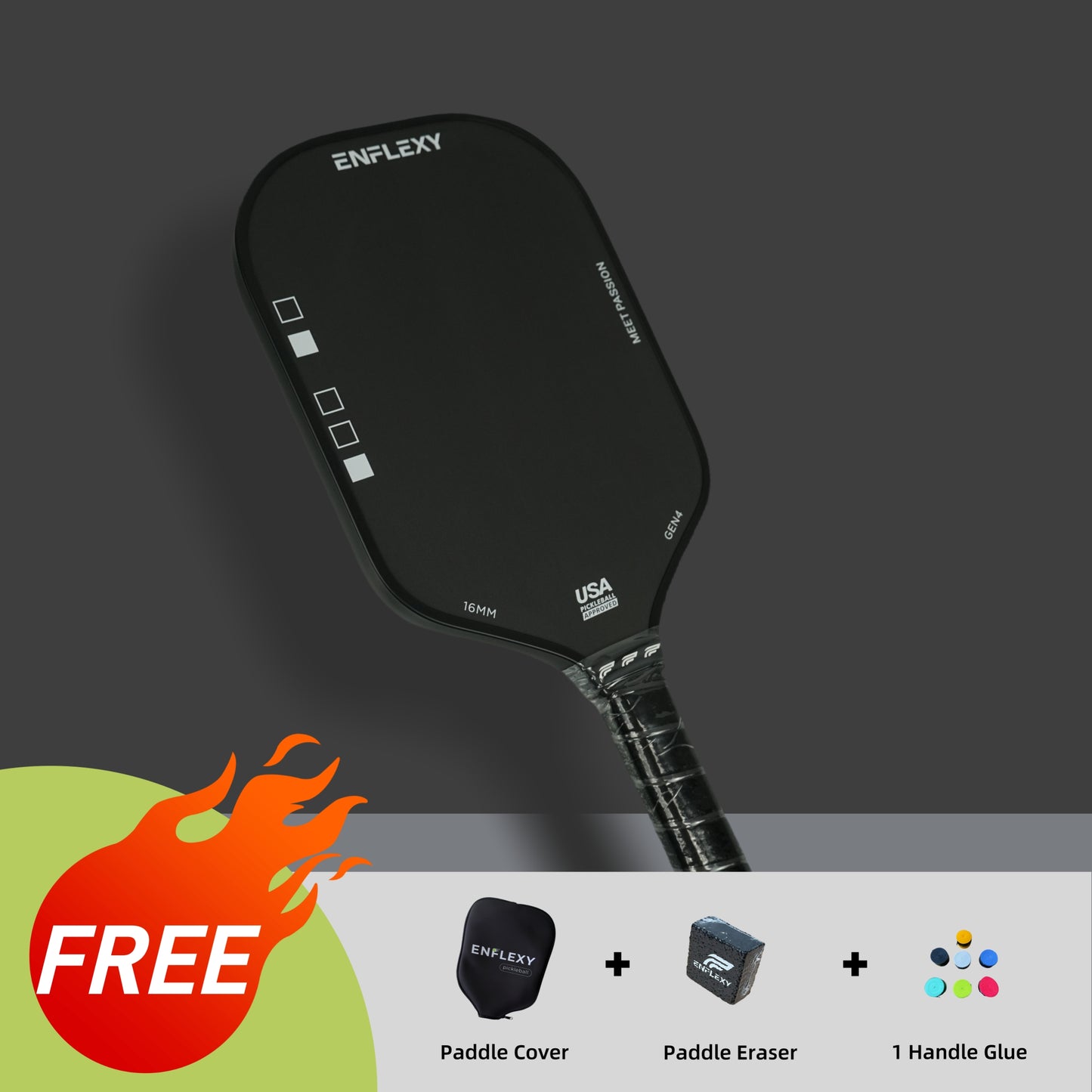 ENFLEXY Honeycomb TFP core & 4 layers Toray T700 carbon fiber pickleball paddle