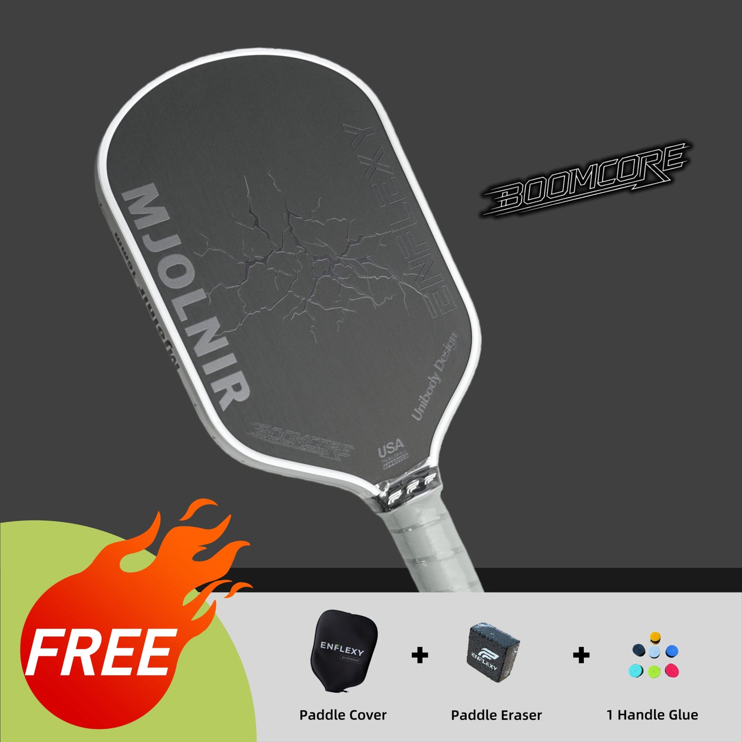 ENFLEXY MJOLNIR Boom core pickleball paddle with Toray T700 carbon fiber
