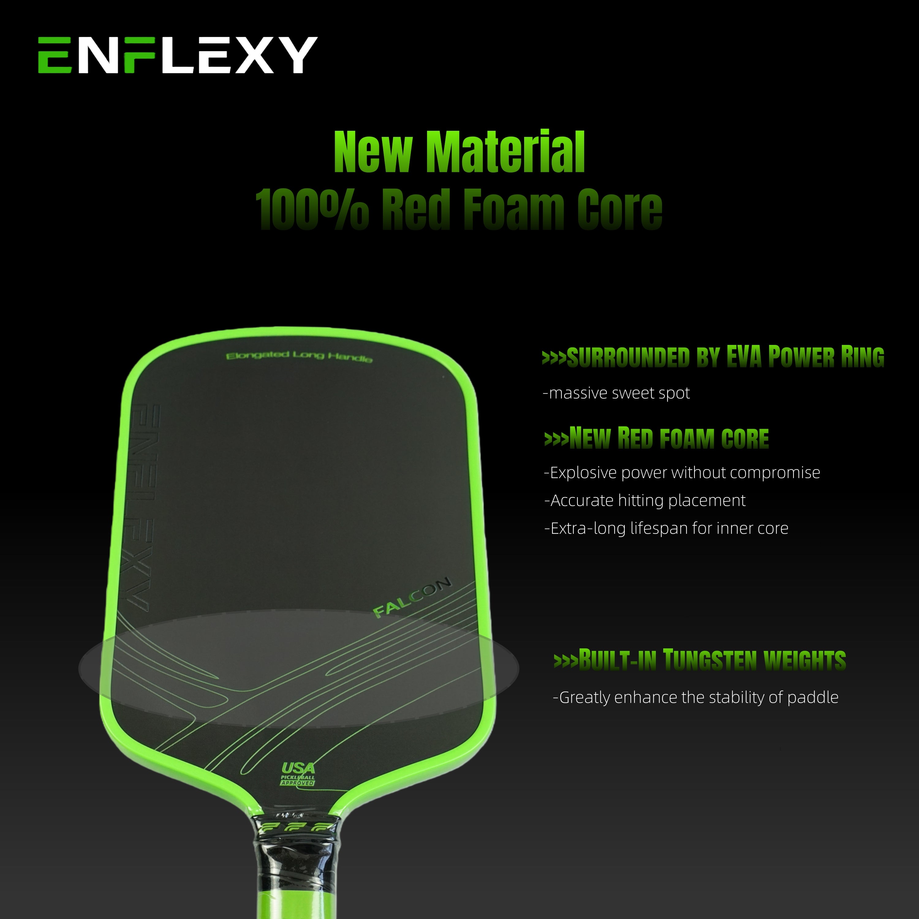 USAPA certified ENFLEXY Falcon series Red foam core pickleball