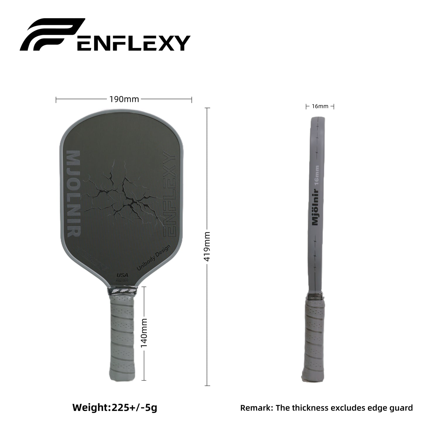 ENFLEXY Mjolnir Boom core pickleball paddle with Toray T700 Carbon fiber