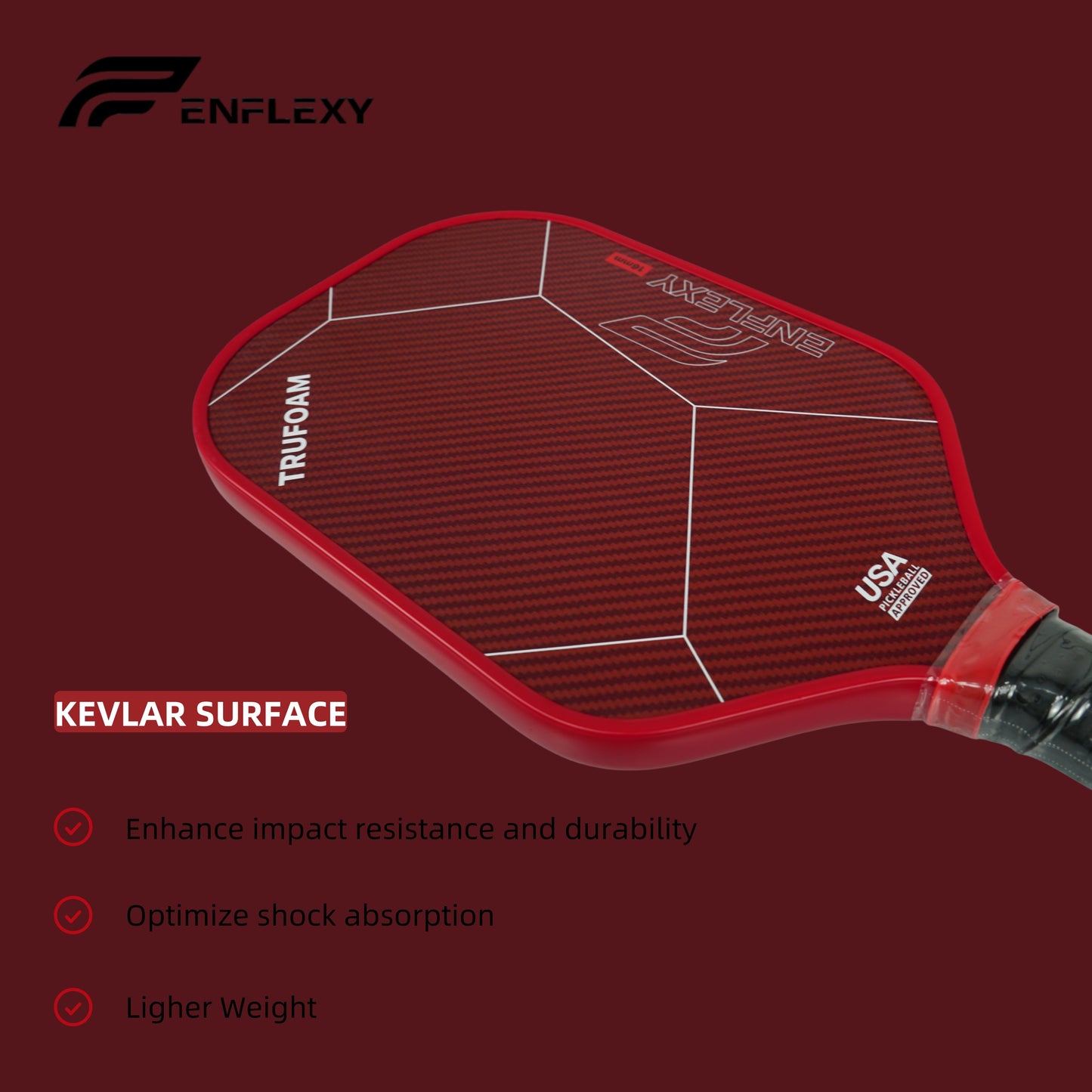 Enflexy Kevlar pickleball paddle with Trufoam core