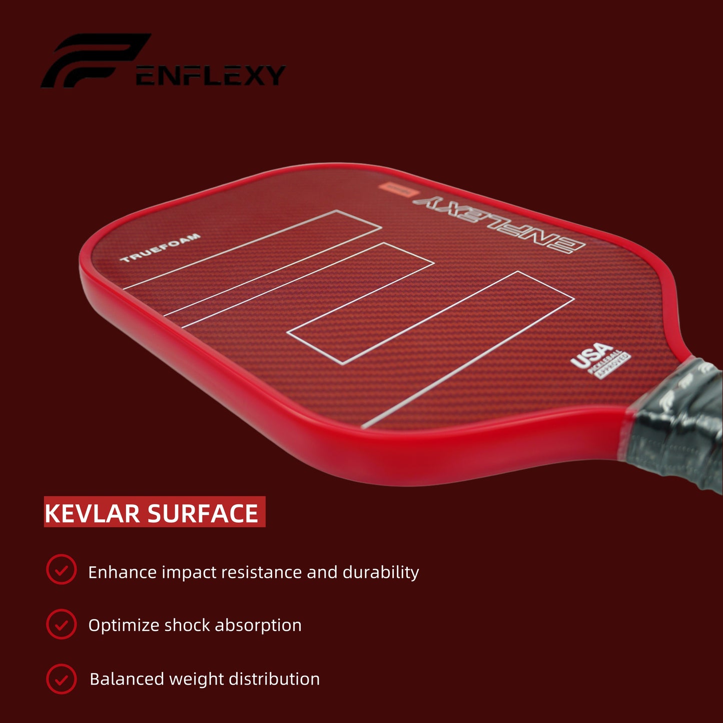 Enflexy Kevlar pickleball paddle with Trufoam core
