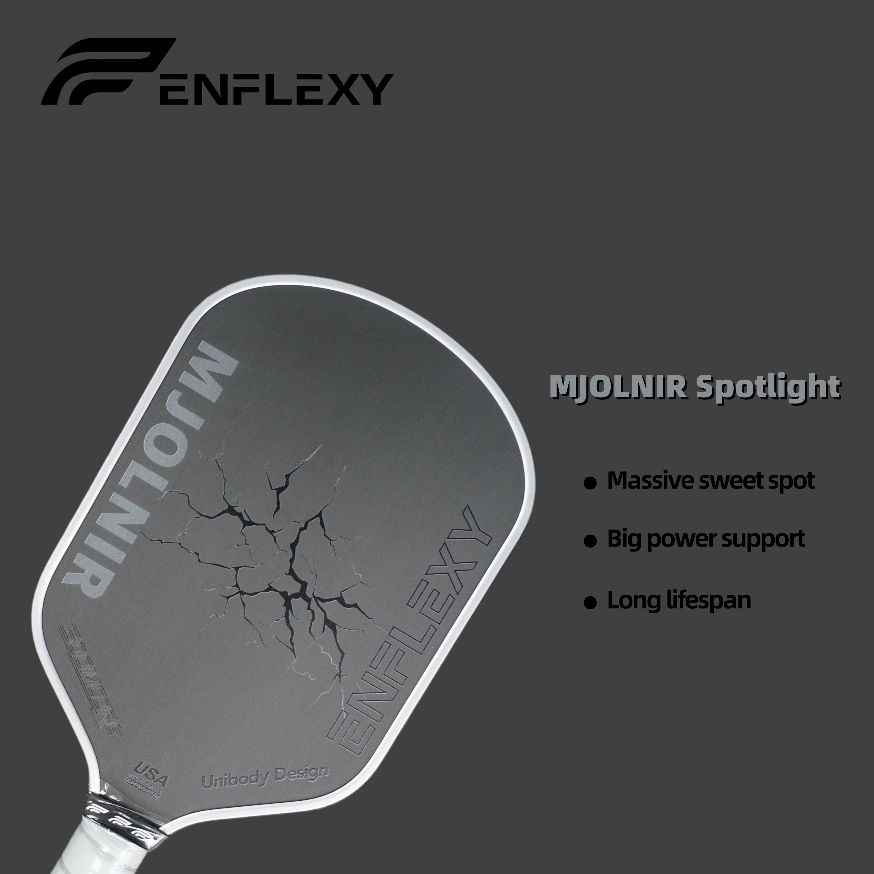 ENFLEXY MJOLNIR Boom core pickleball paddle with Toray T700 carbon