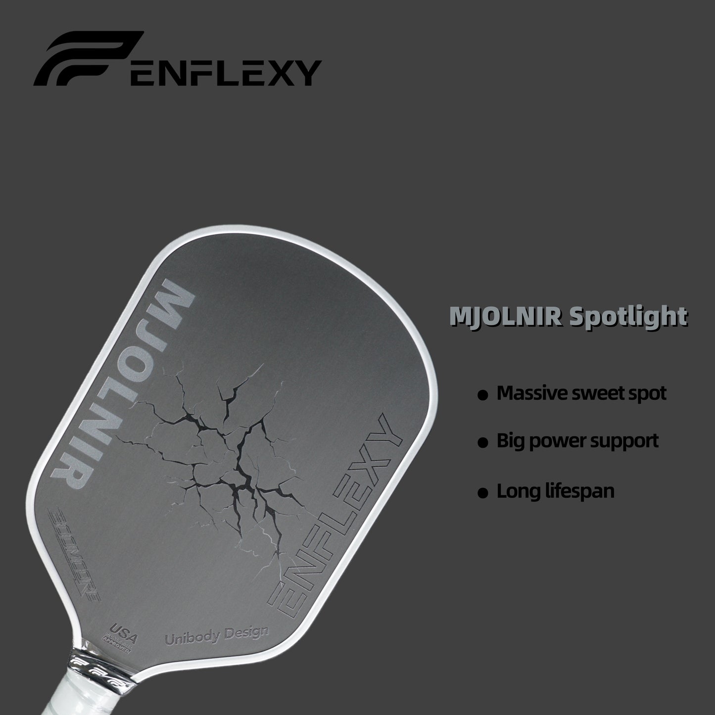 ENFLEXY MJOLNIR Boom core pickleball paddle with Toray T700 carbon fiber