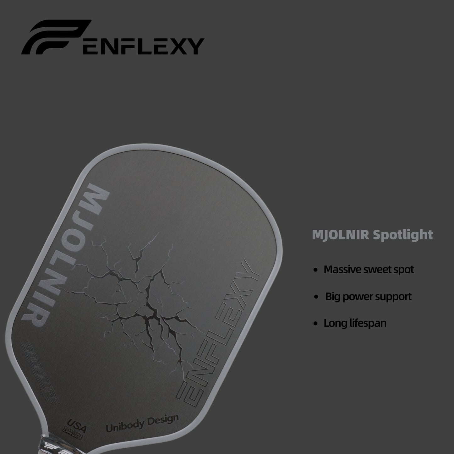 ENFLEXY Mjolnir Boom core pickleball paddle with Toray T700 Carbon fiber