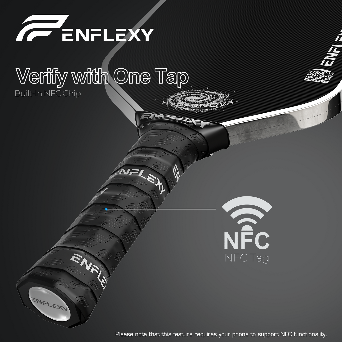 2026 ENFLEXY new Monofoam core Hypernova pickleball paddle with 15° SIC carbon surface