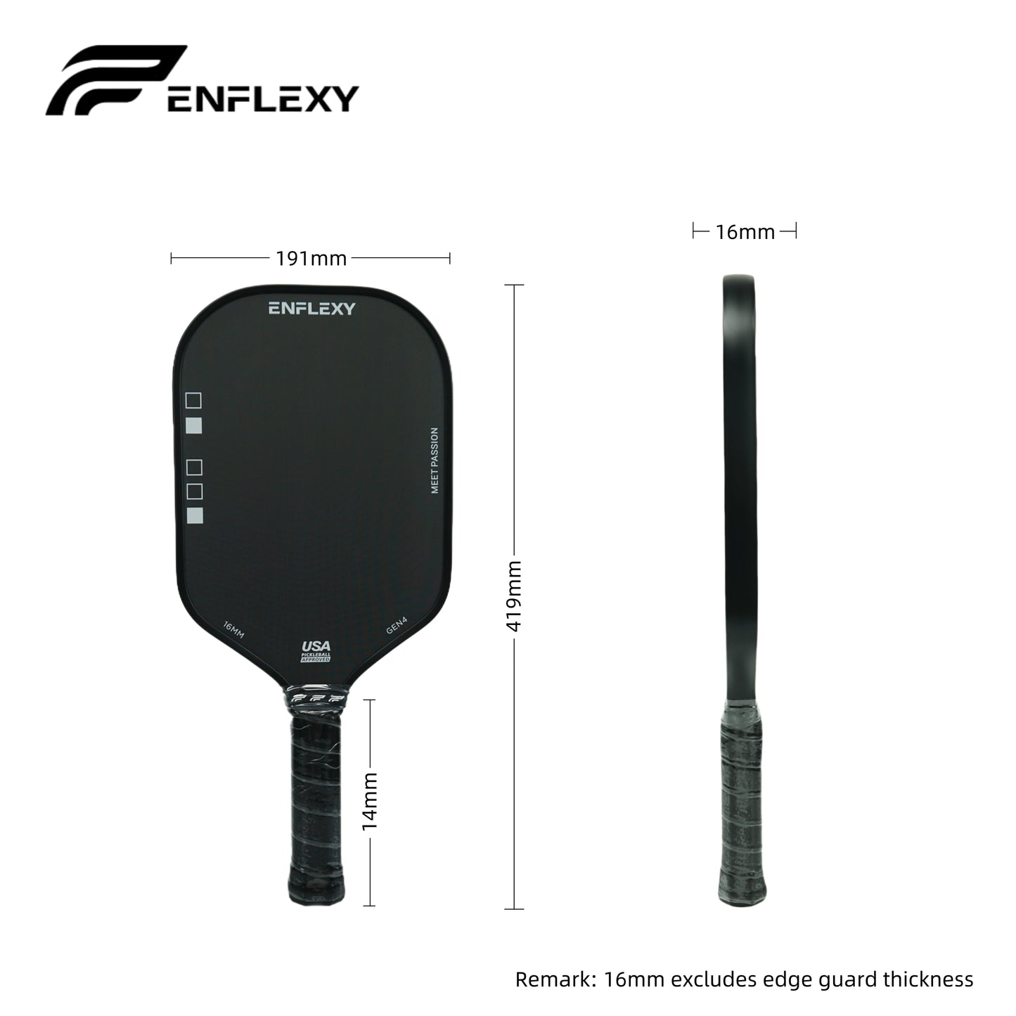 ENFLEXY Honeycomb TFP core & 4 layers Toray T700 carbon fiber pickleball paddle