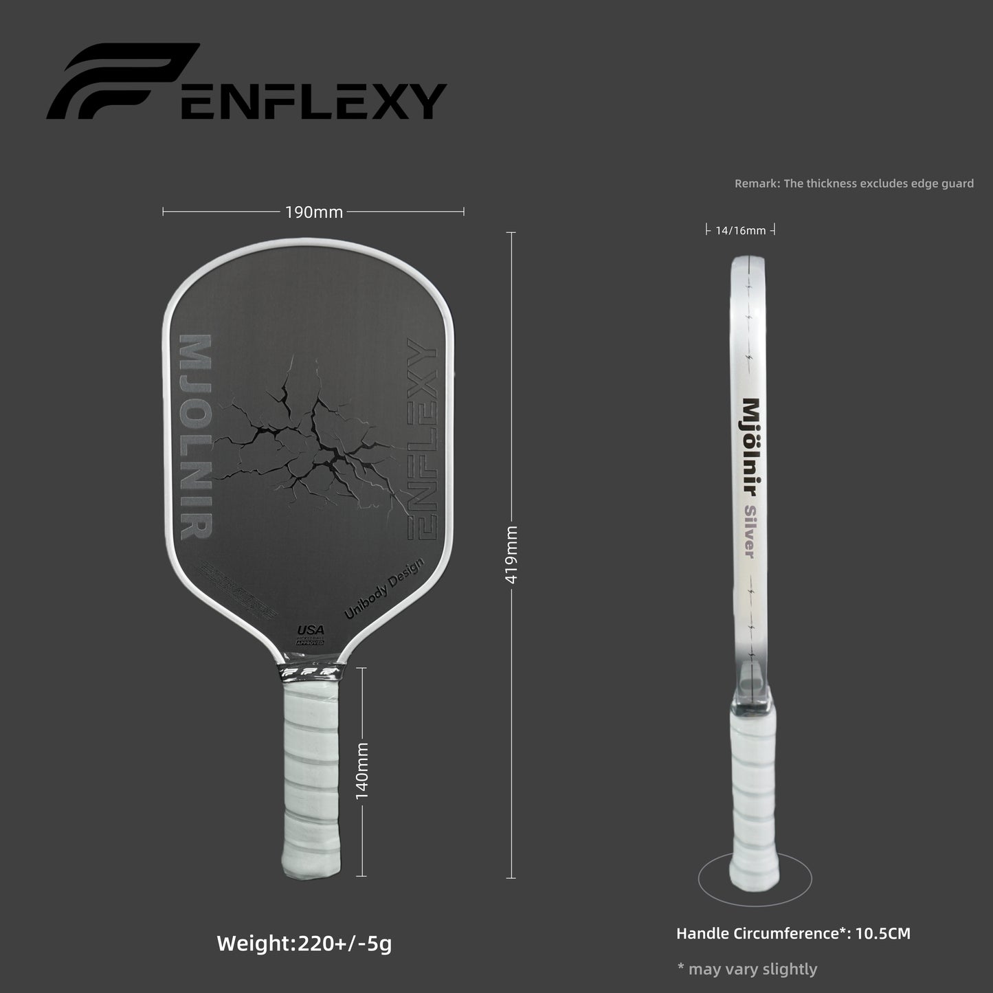 ENFLEXY MJOLNIR Boom core pickleball paddle with Toray T700 carbon fiber