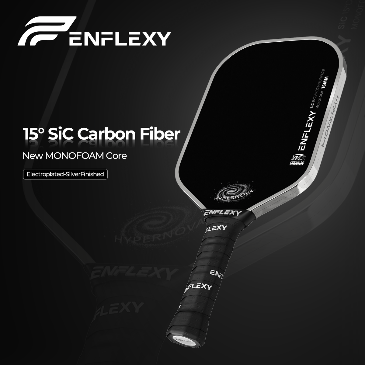 2026 ENFLEXY new Monofoam core Hypernova pickleball paddle with 15° SIC carbon surface